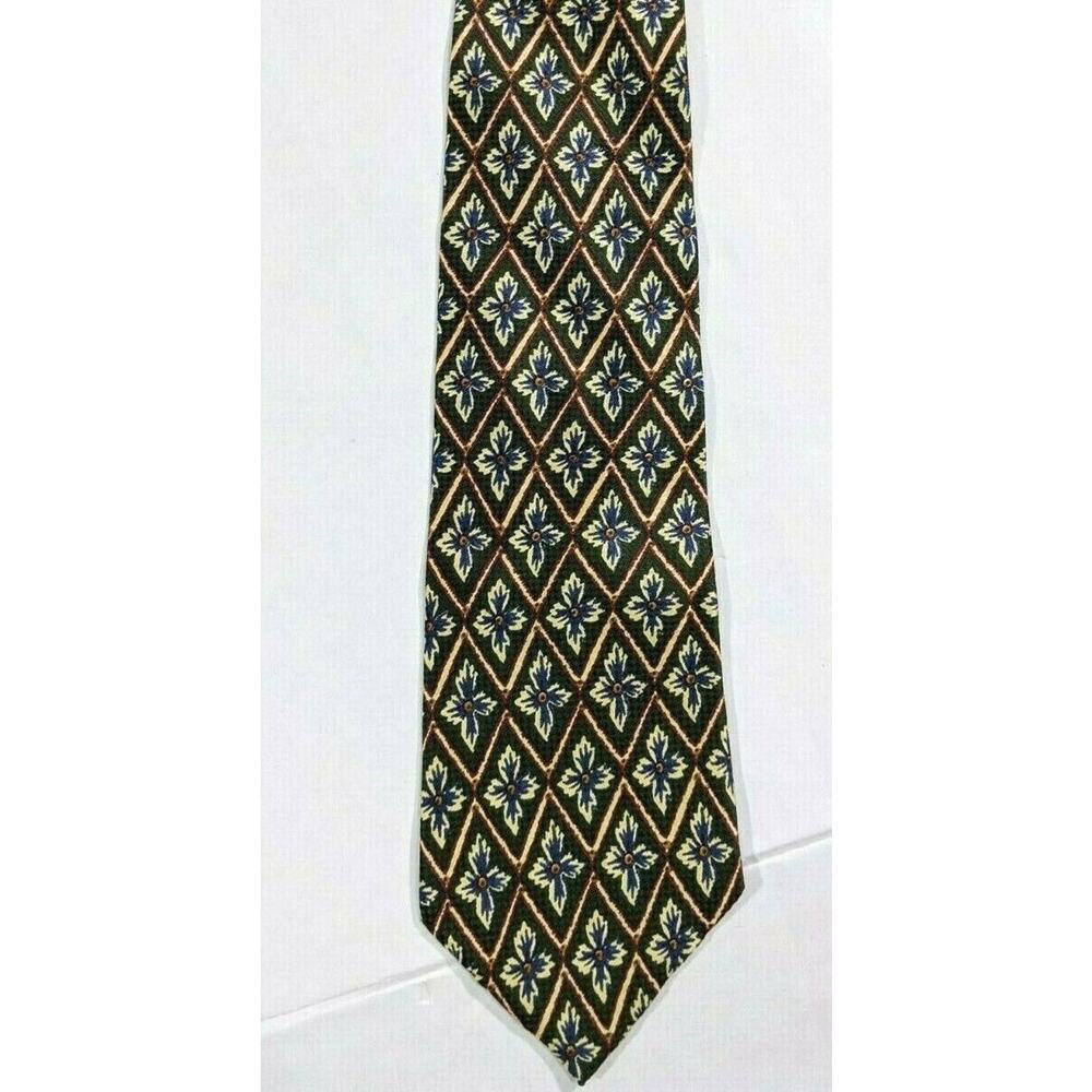 Burberry Ties 100% Pure Silk Brown Blue Floral Hand Sewn in USA Necktie